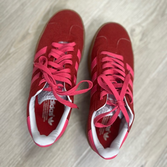 Adidas Gazelle Bold Collegiate Red Lucid Pink (Women's) - Picture 2 of 9
